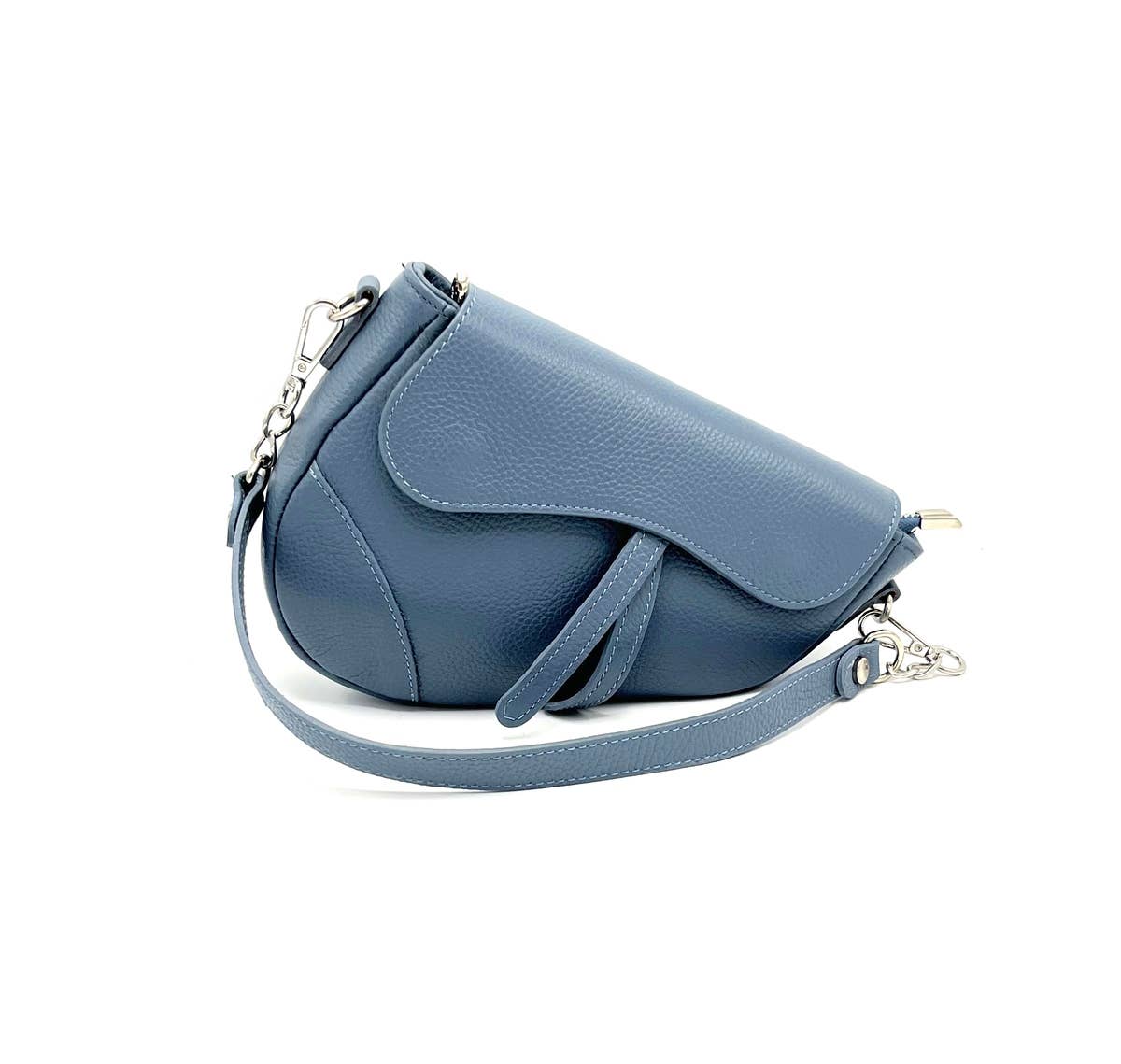 Genuine leather shoulder bag, Made in Italy, art. 112436: Dark Blue
