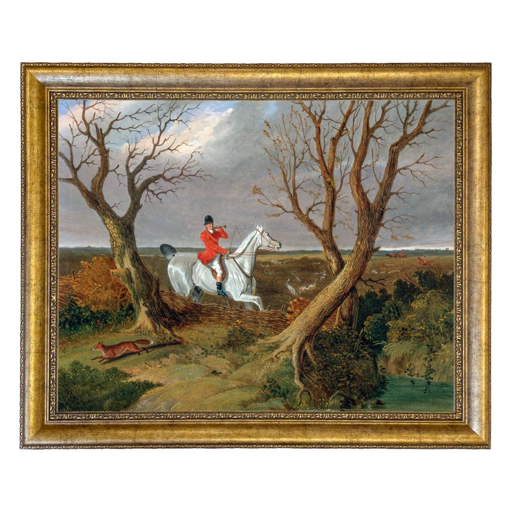 The Suffolk Hunt Vintage Painting Print on Canvas: Antiqued Black/Gold / 8" x 10"