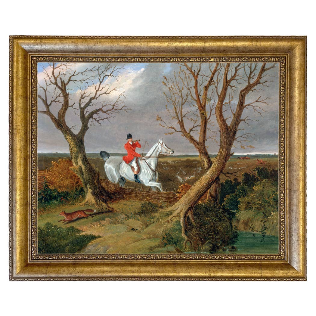 The Suffolk Hunt Vintage Painting Print on Canvas: Antiqued Black/Gold / 8" x 10"