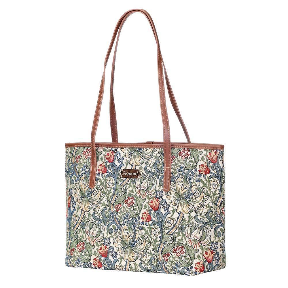 William Morris Golden Lily College/Shoulder Tote Bag
