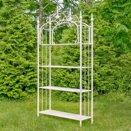 7.5ft. Tall Four Tier Standing Shelf "Stephania" : White