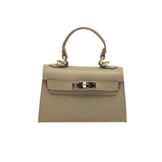 Genuine leather shoulder bag, Made in Italy, art. 112609: Taupe
