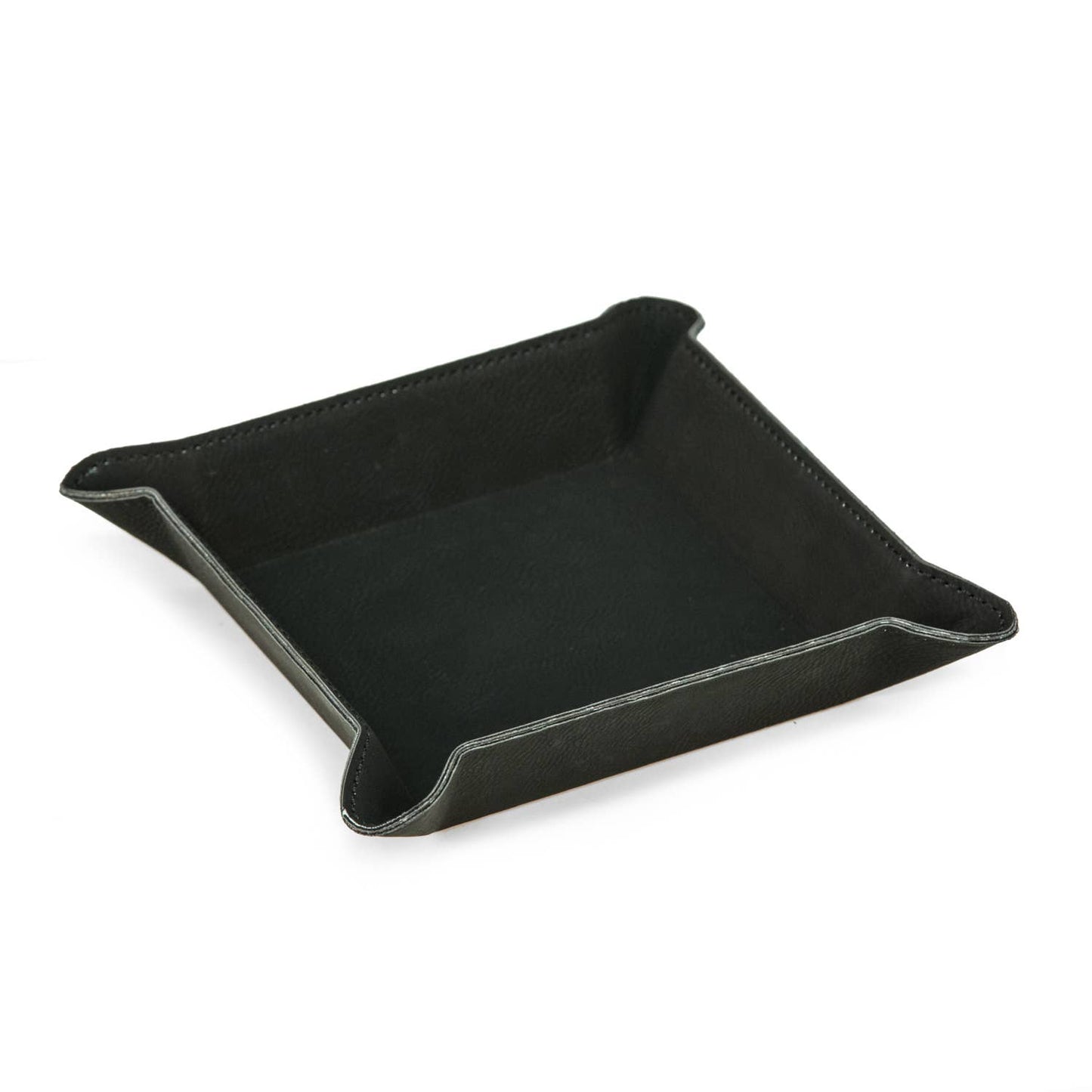 Square Leatherette Valet: Brown