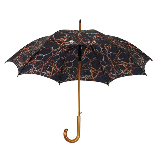 AWST Int'l Lila Linear Horses Umbrella: Navy