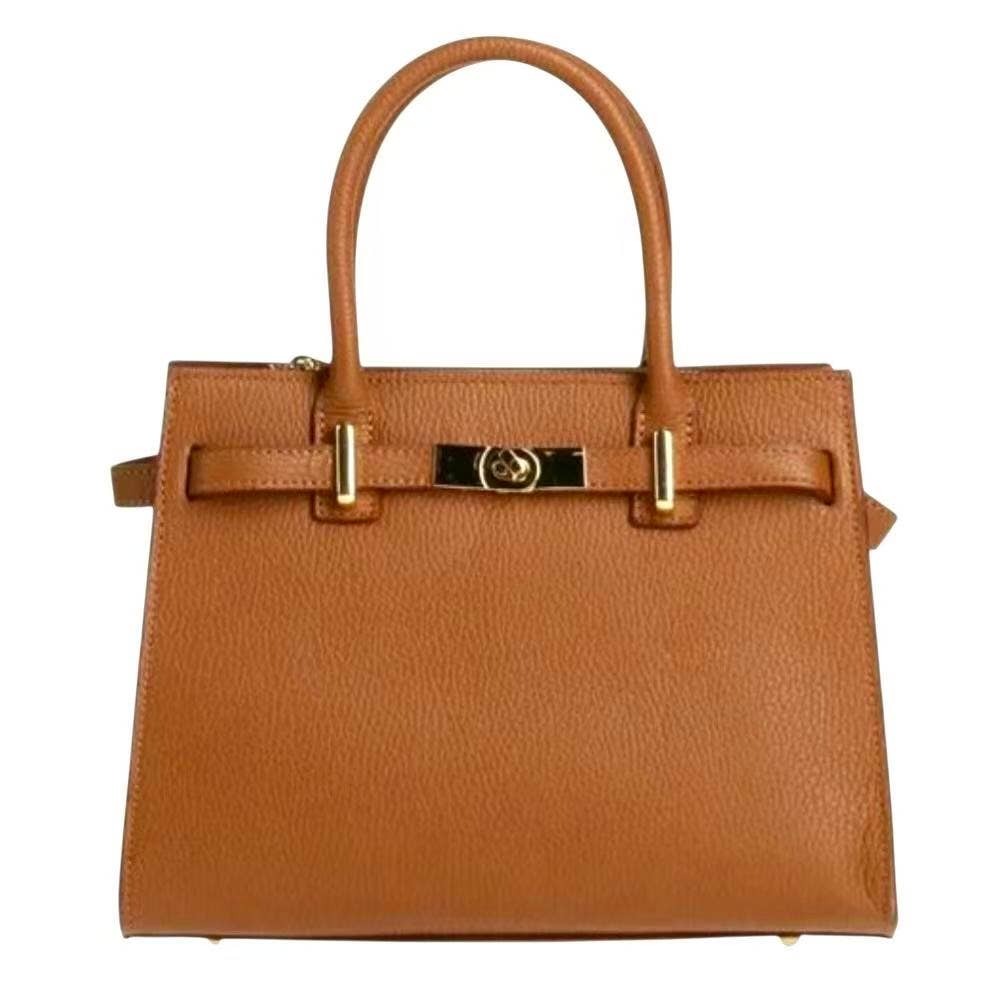 Modarno "Gina" handbag and shoulder bag in genuine leather 28x14x20cm: Dark Brown