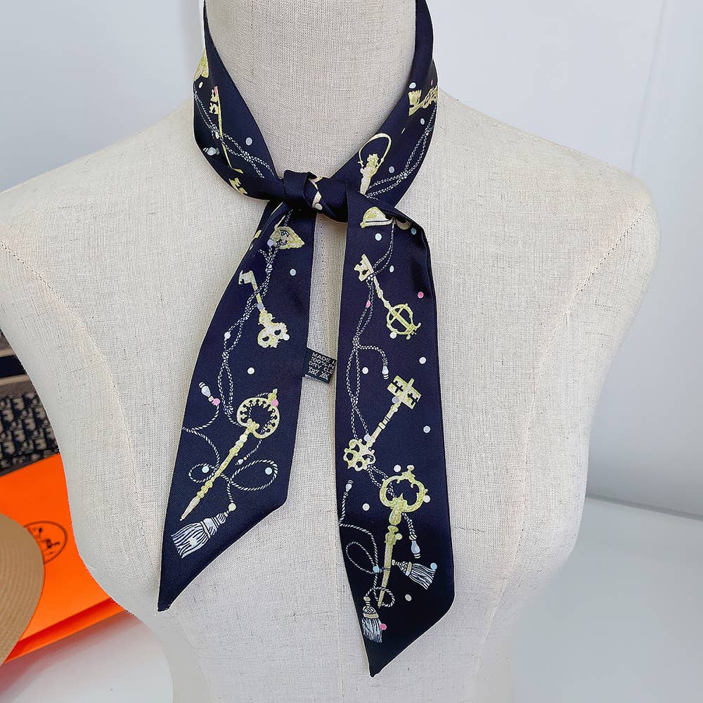 Key Ribbon Scarf and Round Box : White