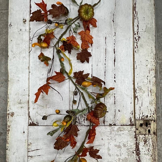 GOURD, PINE CONE AND ACORN GARLAND WITH LEAVES, 57 IN.