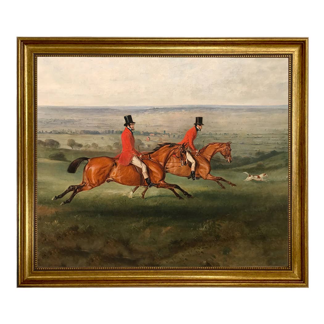 Across the Meadow Vintage Painting Print on Canvas: Antiqued Gold / 5" x 6"