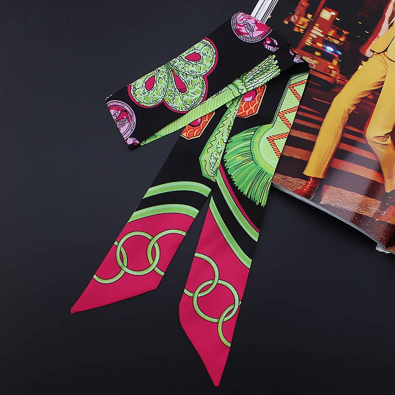Epaulette Ribbon Tie Scarf and Round Orange Gift Box: Red