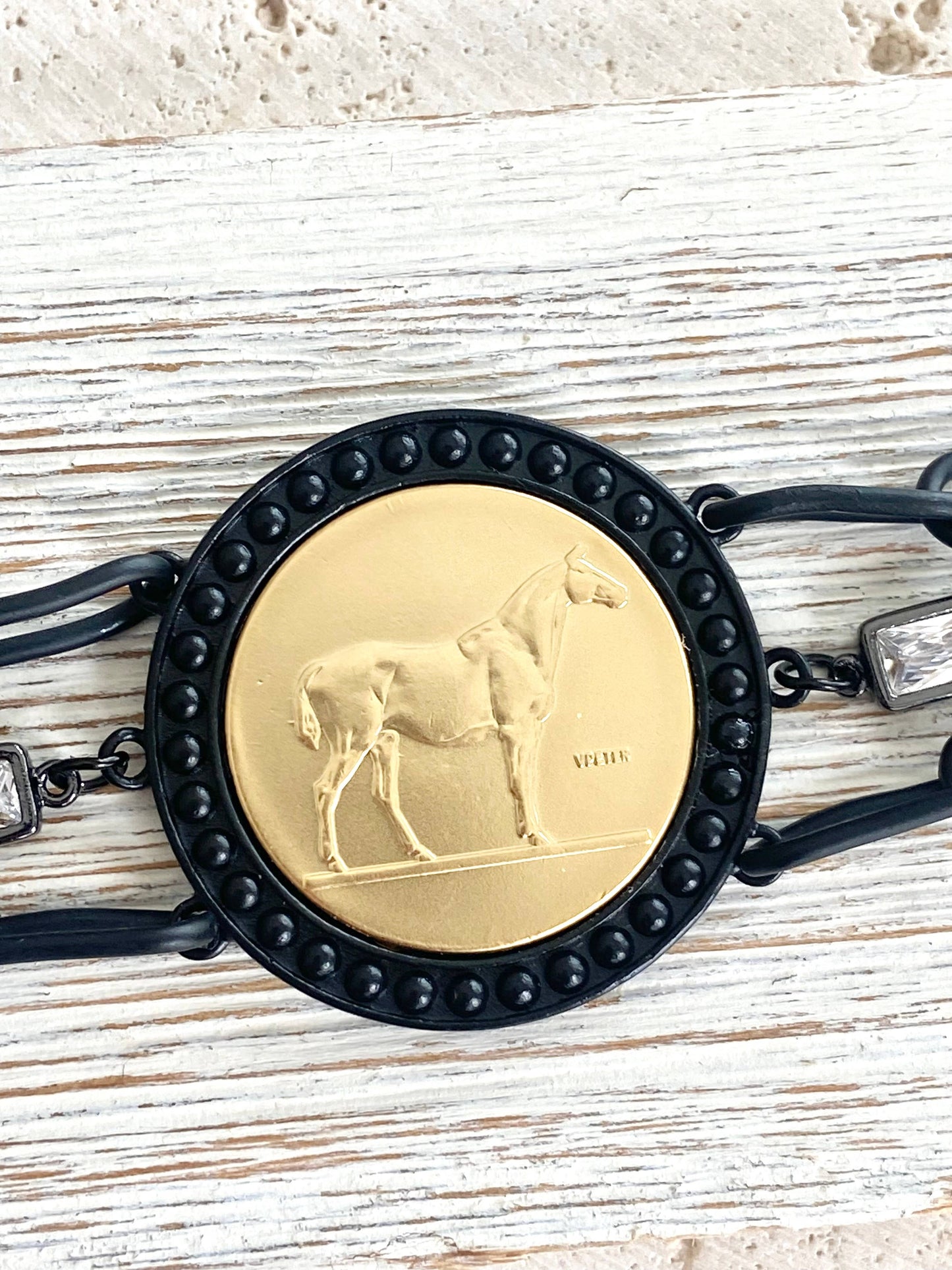 Horse jewelry coin bracelet country western derby equestrian: All gold