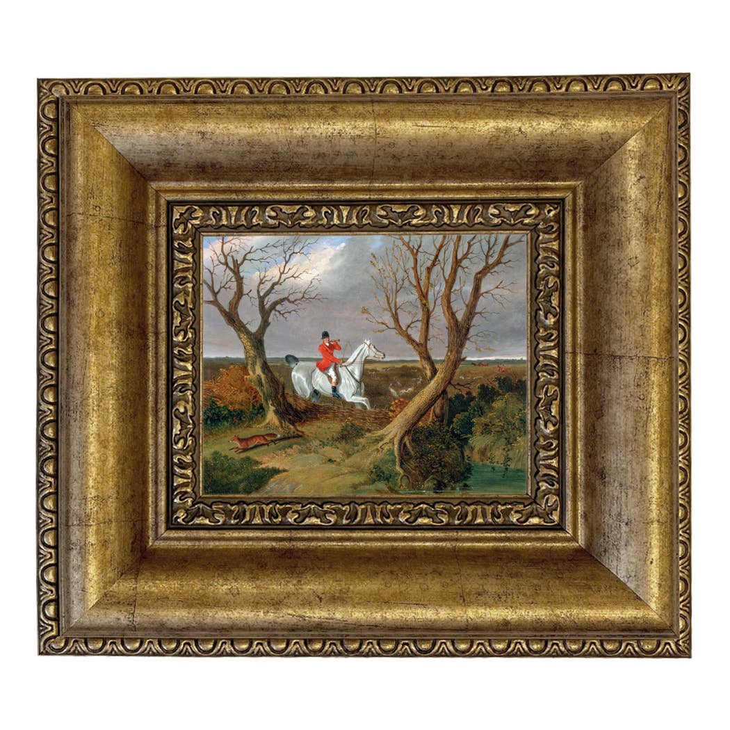 The Suffolk Hunt Vintage Painting Print on Canvas: Antiqued Black/Gold / 8" x 10"