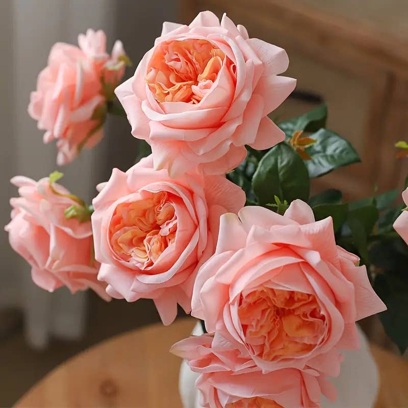 27"-Lux Faux Juliet Rose-Moisturizing Finish-5"Bloom: White Cream