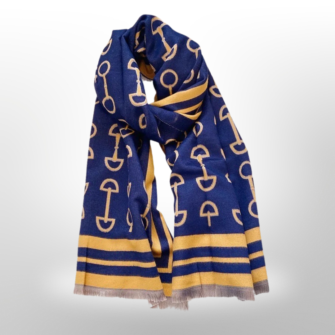Equestrian Snaffle Bit Horse Design Winter Scarf Wrap: Black