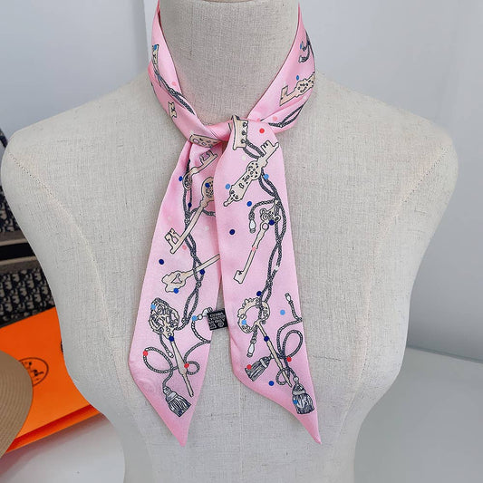 Key Ribbon Scarf and Round Orange Gift Box : Pink