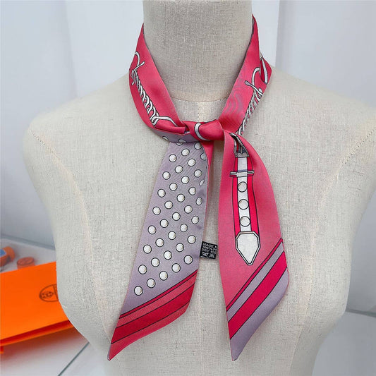 Chain Ribbon Scarf and Round Box: Pink