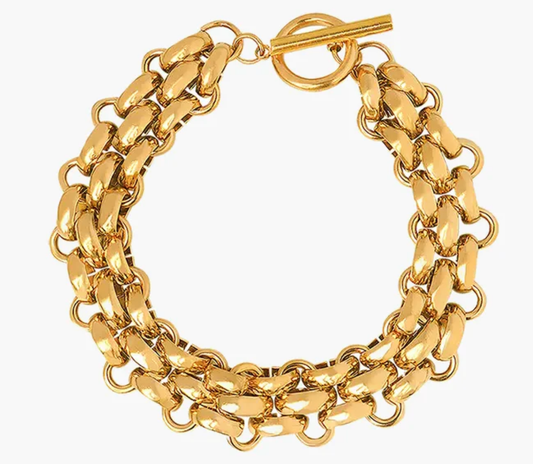 Estate Panther Chain Link  Bracelet 14K Gold