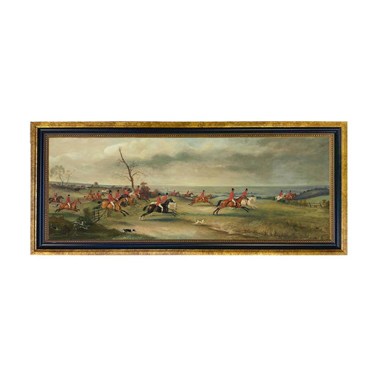 Fox Hunt Landscape Scene  Painting Print on Canvas