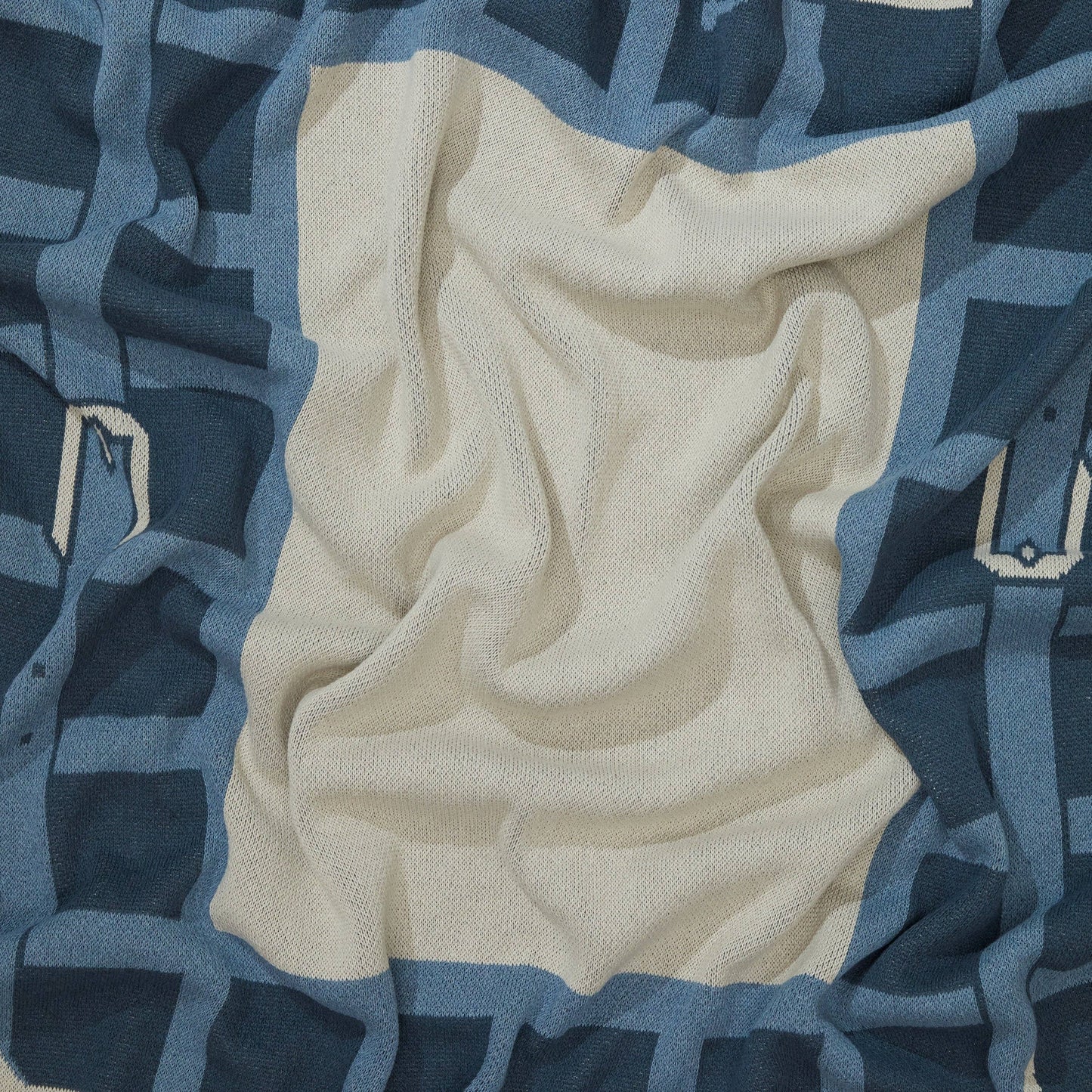 Cotton Sustainable Knit Throw Blanket - Equestrian Lattice: Beige