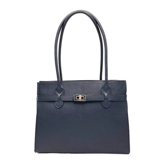 Genuine leather shoulder bag, Made in Italy, art. 112429: Dark Blue