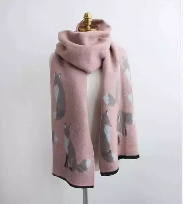 Tallyho Mr Fox Soft Winter Scarf Shawl: Dark Grey/Mustard