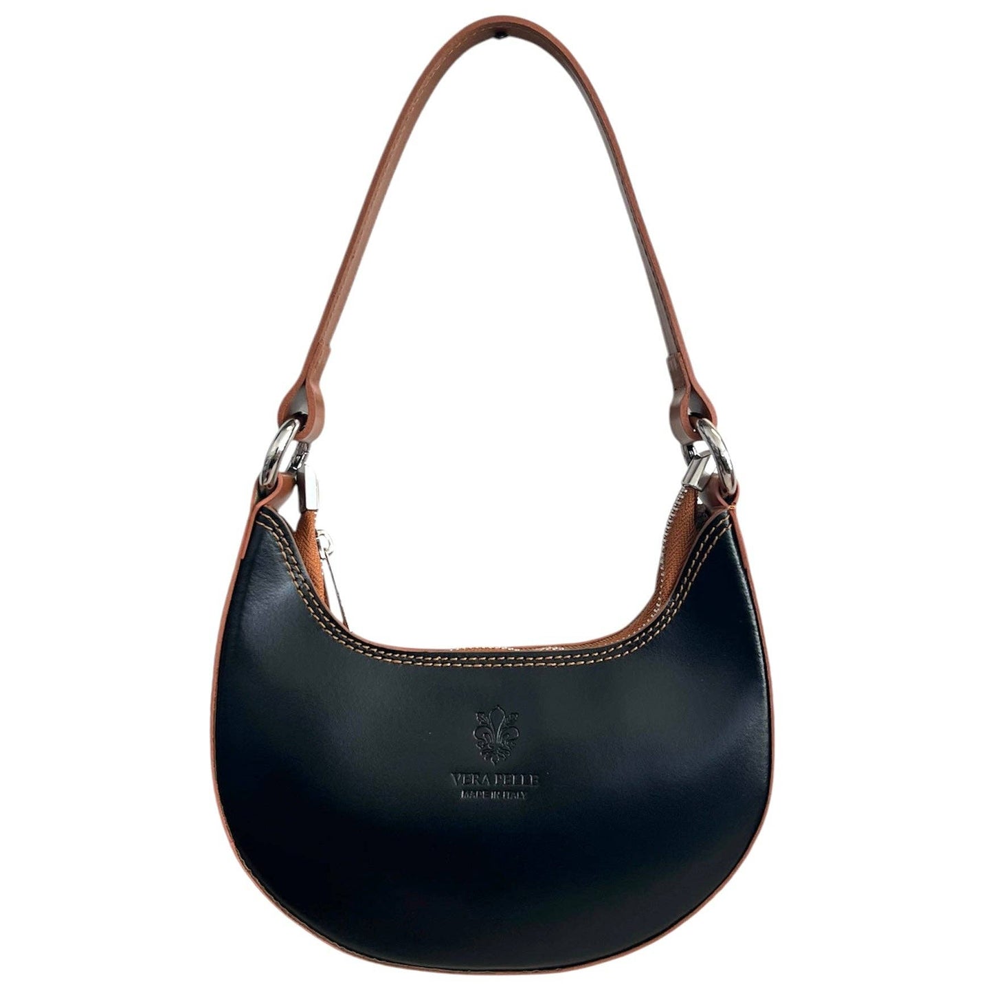 Modarno Women's Handbag with Removable Handle Bicolor in Genuine Cowhide Leather 21x5x12 cm: Sable
