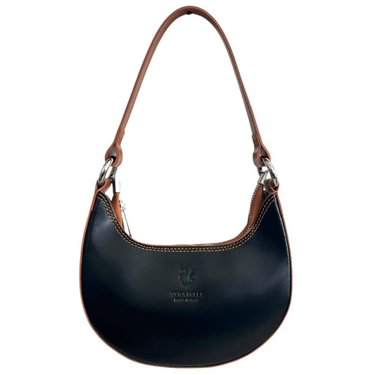 Modarno Women's Handbag with Removable Handle Bicolor in Genuine Cowhide Leather 21x5x12 cm: Sable