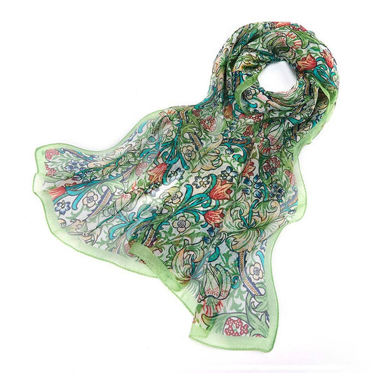 100% PURE SILK SCARF WILLIAM MORRIS GOLDEN LILY