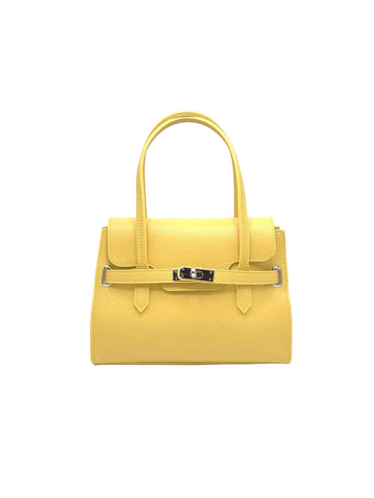 Women's Genuine Leather Shoulder Bag, Made in Italy, art. 112598New: Yellow