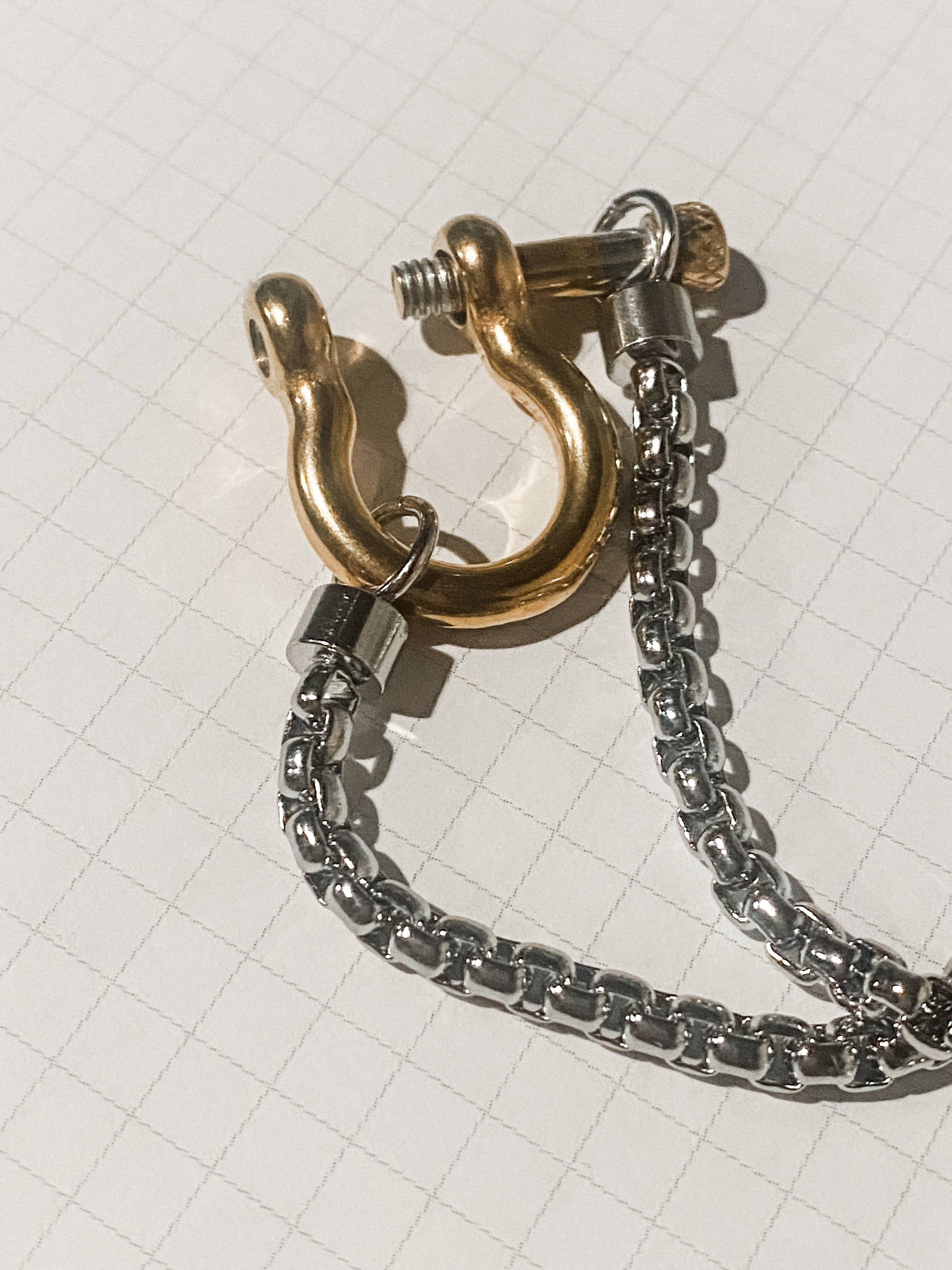 Carabiner horse Bit- Charm-Wheat Chain Stainless Necklace: Yellow Gold