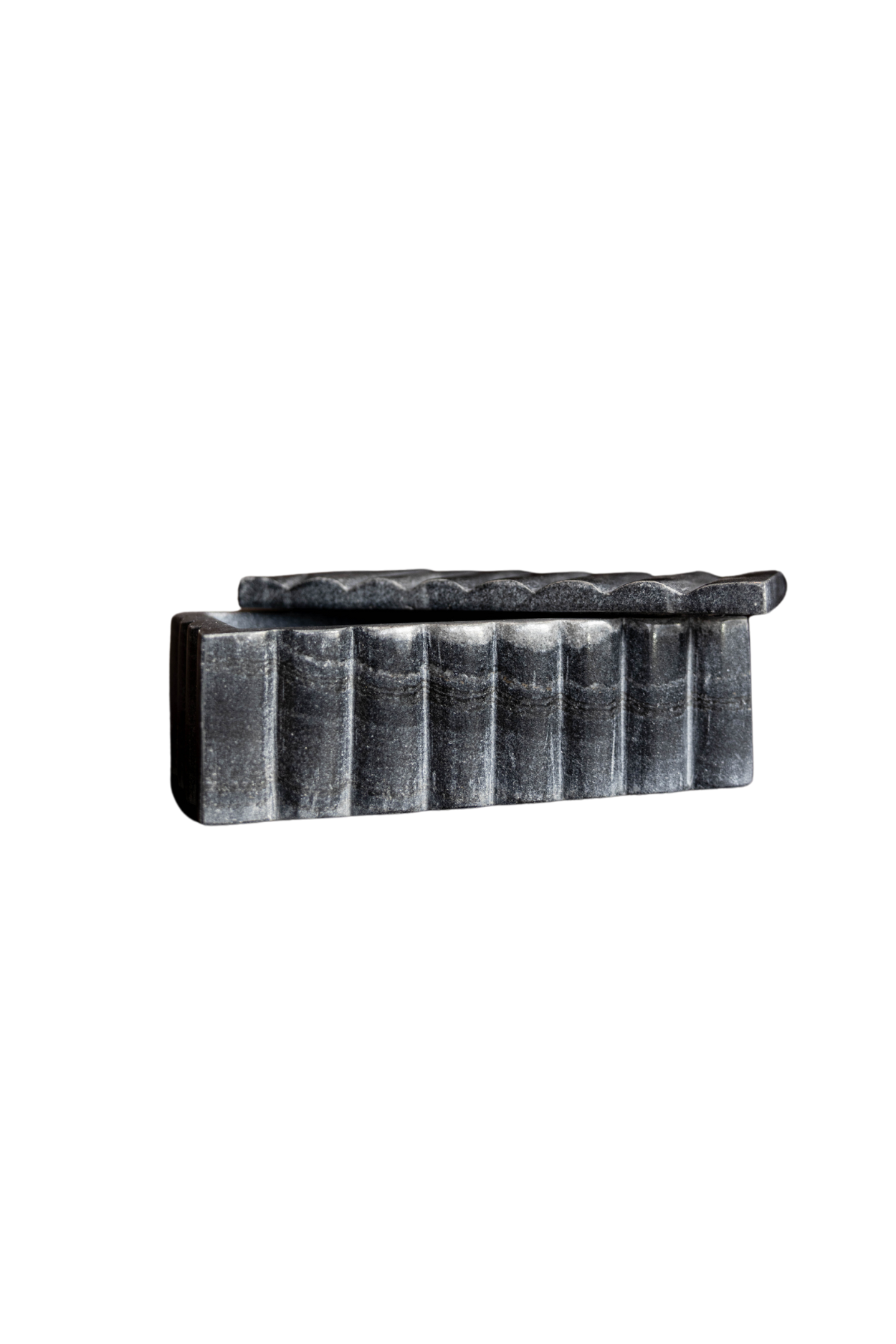 Fluted Box Marble Scallop Design Black
