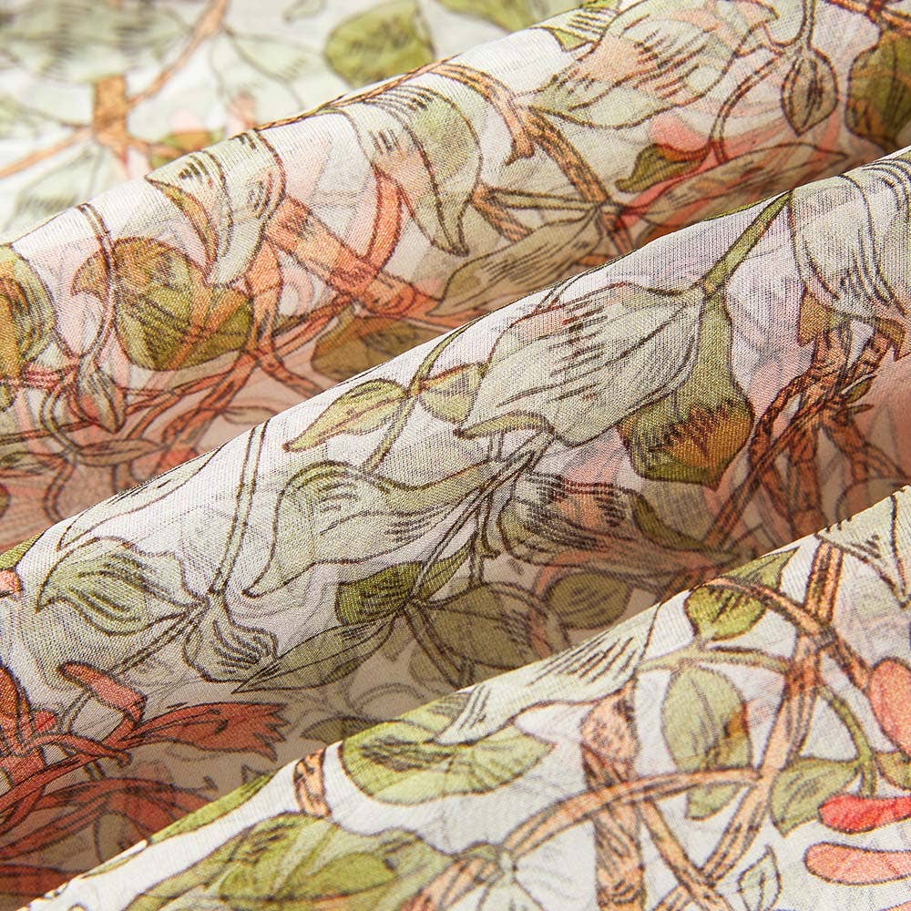 100% PURE SILK SCARF MAY MORRIS HONEYSUCKLE