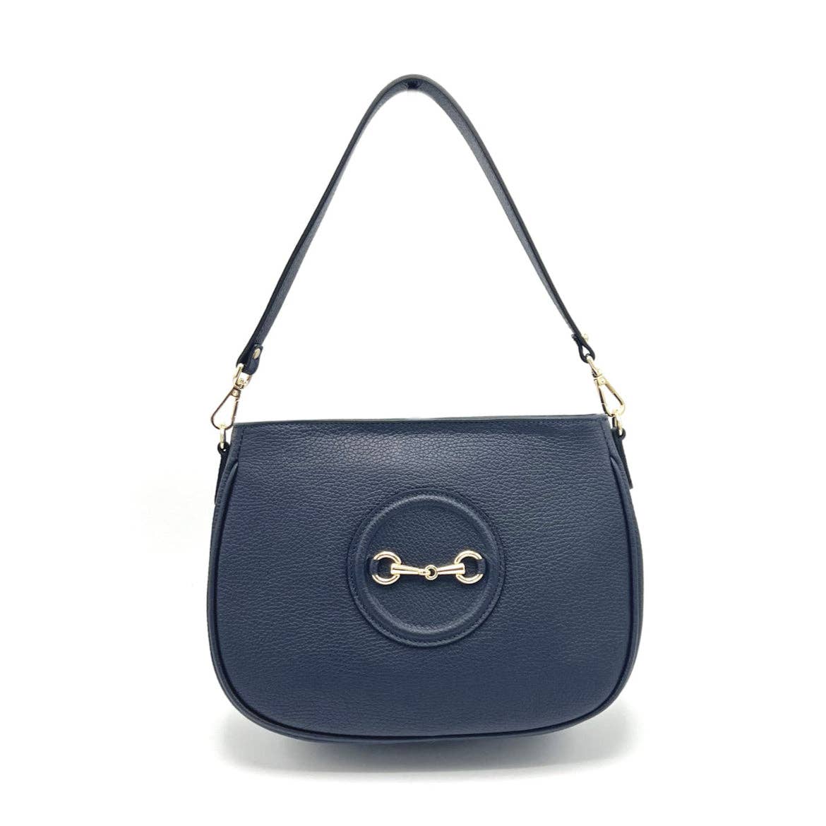 Genuine leather shoulder bag, Made in Italy, art. 112627: Black