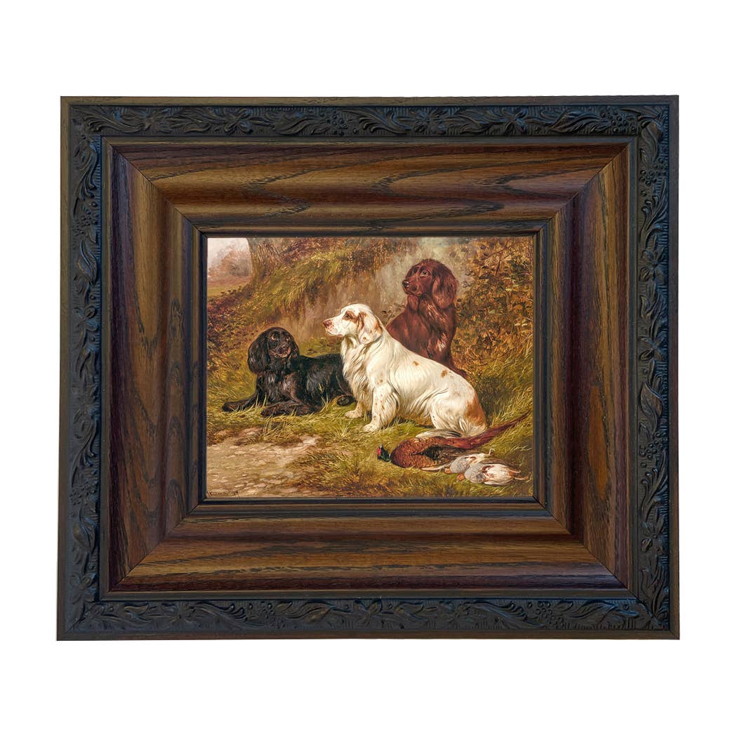 Spaniels at Rest by Colin Graeme Framed Painting Print: Narrow Distressed Black/Copper-Bead / 5" x 6"