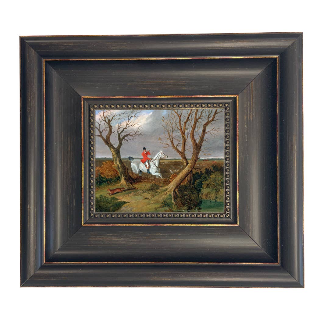 The Suffolk Hunt Vintage Painting Print on Canvas: Antiqued Black/Gold / 8" x 10"