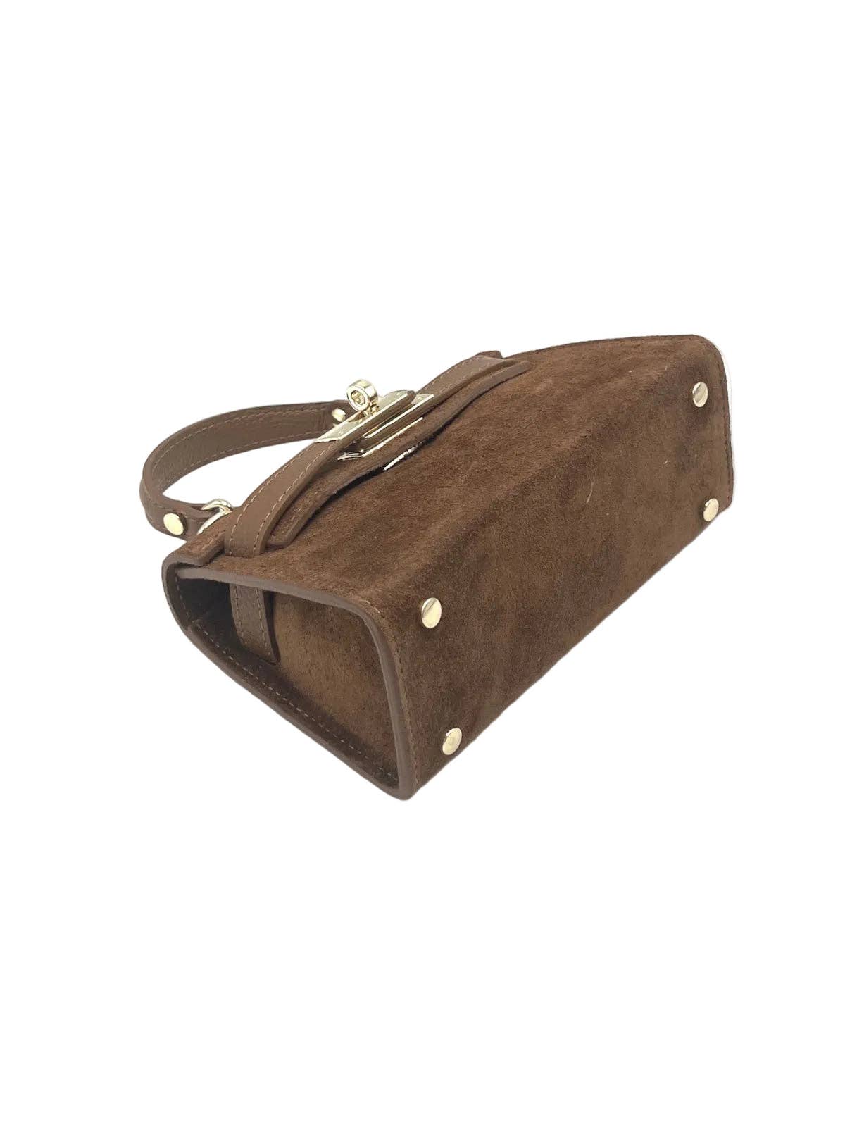 Suede and Genuine Leather Shoulder Bag, Made in Italy, art. 112781: Taupe