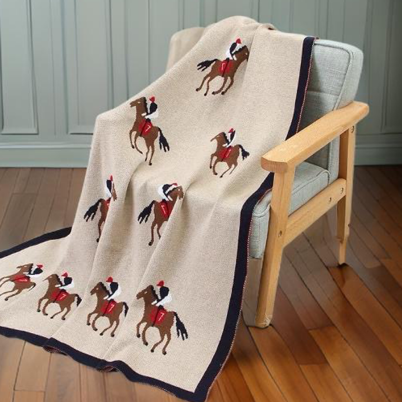 Equestrian Horse Racing Jockey Cotton Baby Blanket 