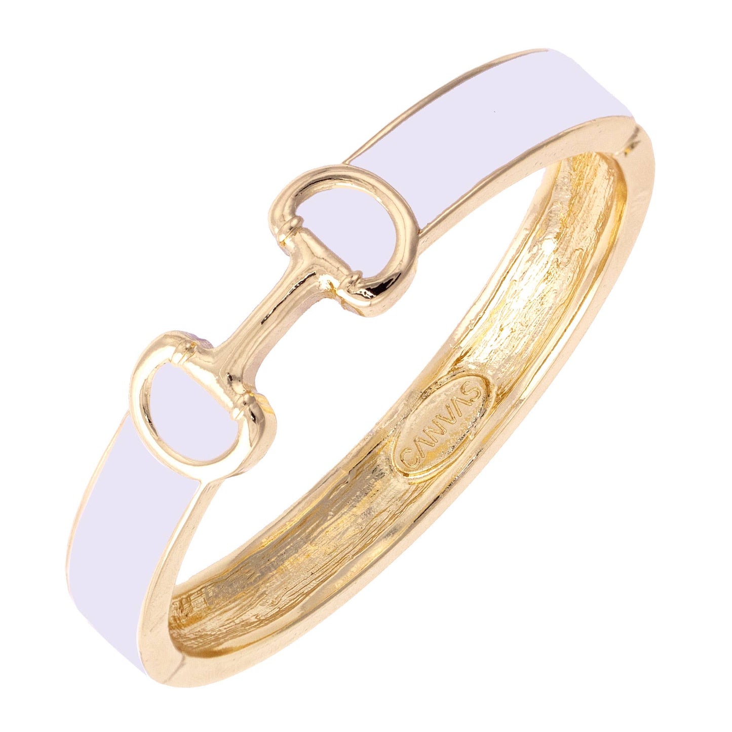 Majesty Horsebit Enamel Hinge Bangle: Light Blue