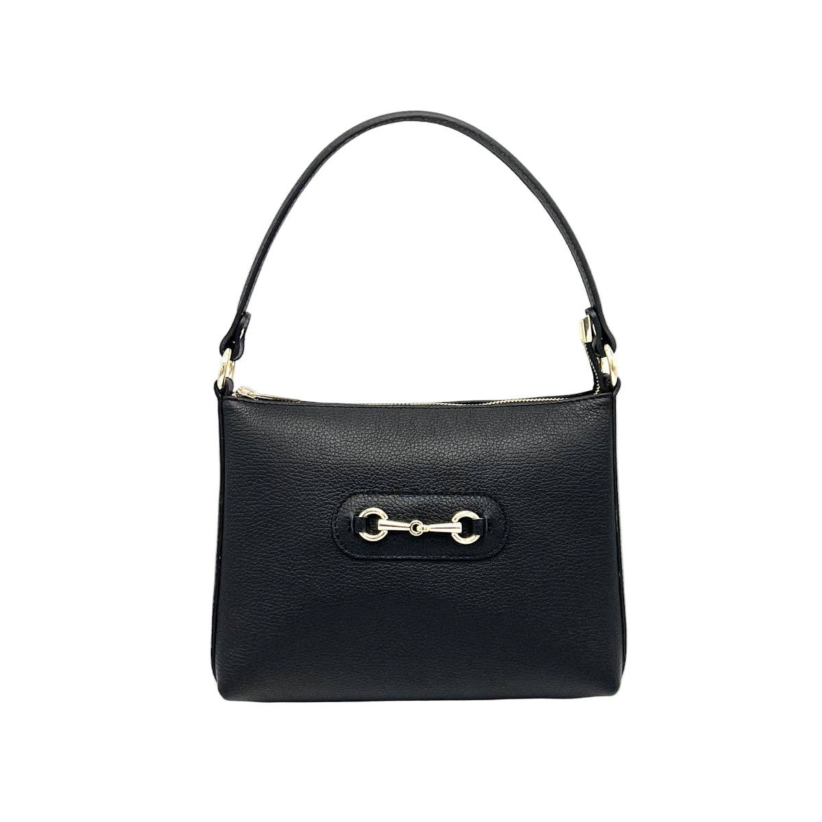 Genuine leather shoulder bag with crossbody strap, Made in Italy, art. 112660: Black