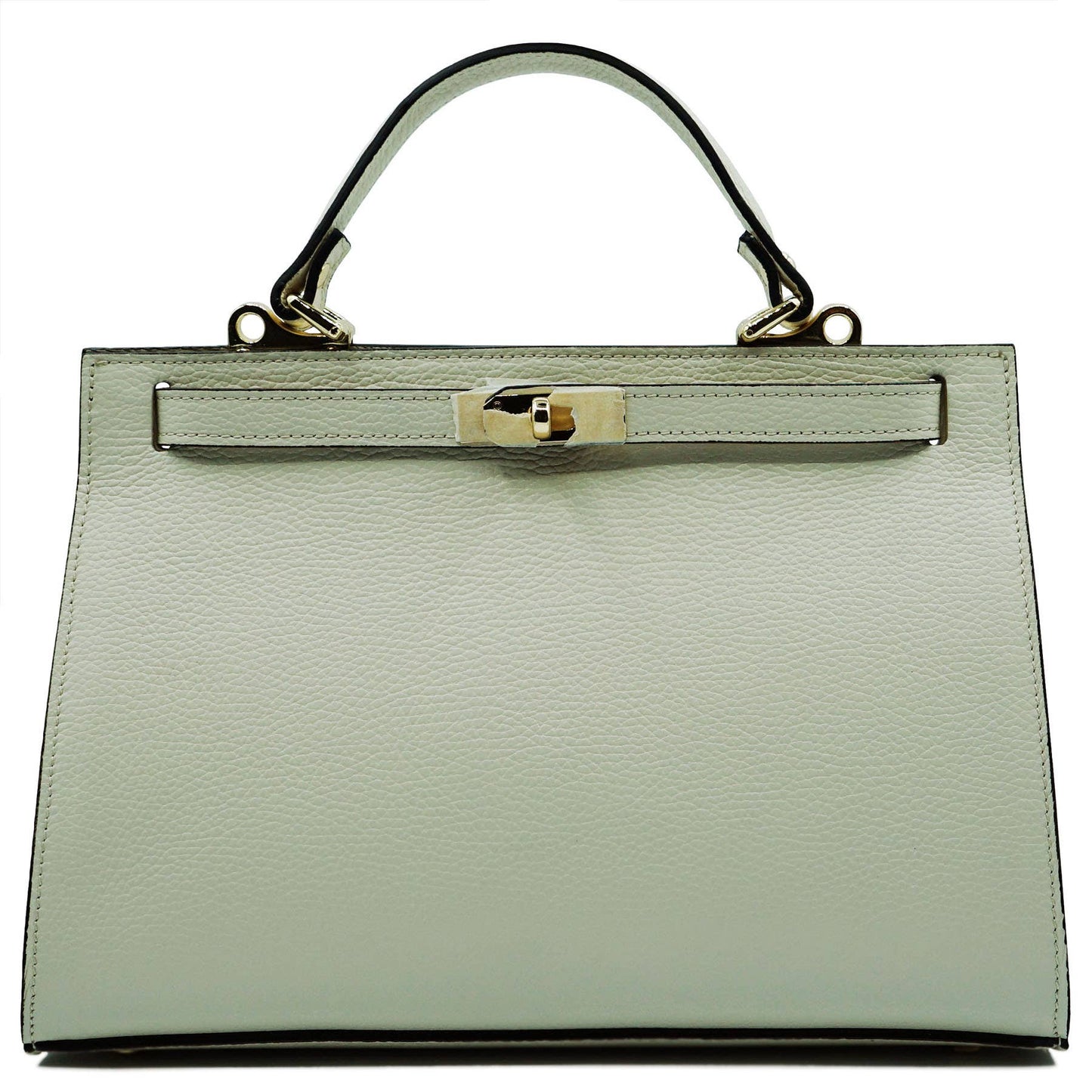 Large genuine leather handbag with shoulder strap: Verde