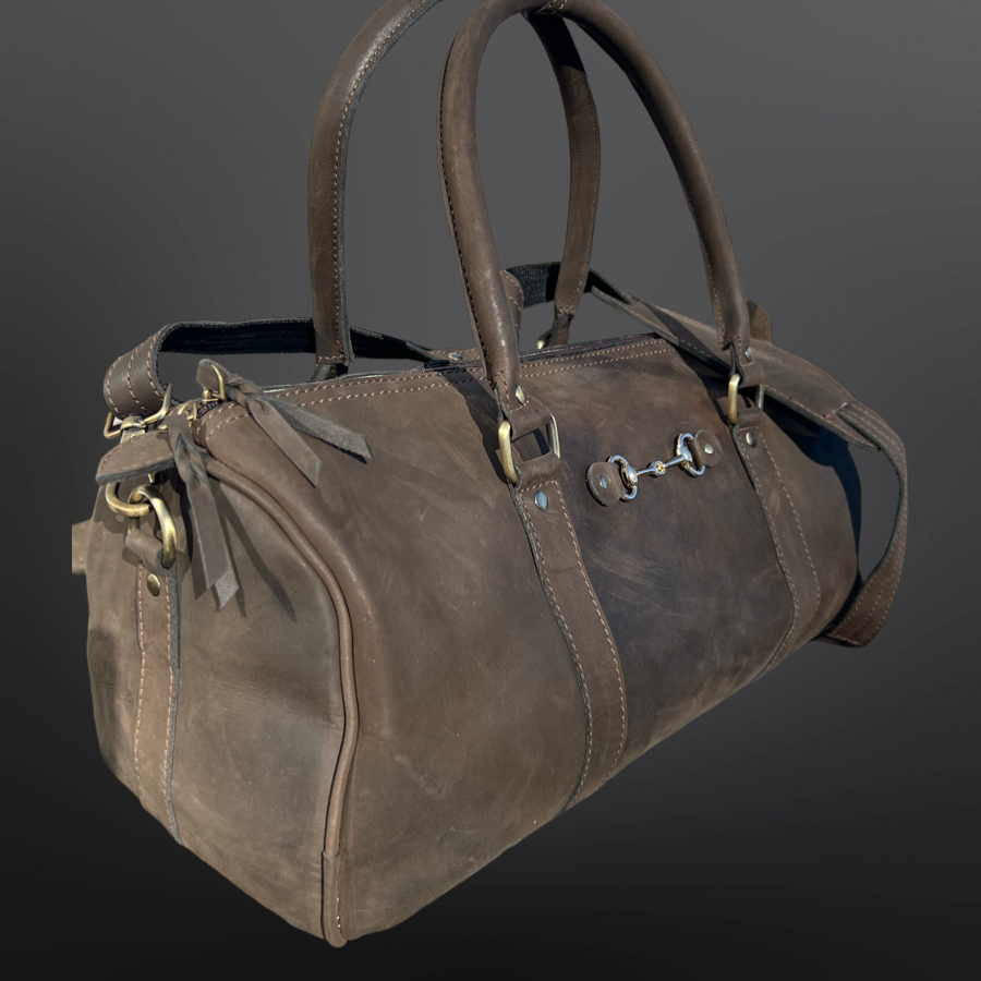 Equestrian Leather Duffle Bag Style Handbag Snaffle Bit : Black