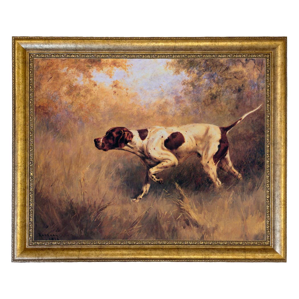 On Point English Pointer Framed Painting Print | Wall Art: Wide Distressed Black/Copper-Bead / 5" x 6"