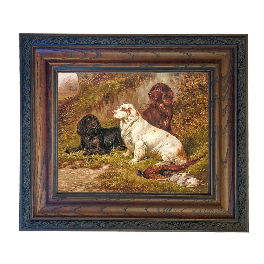 Spaniels at Rest by Colin Graeme Framed Painting Print: Narrow Distressed Black/Copper-Bead / 5" x 6"