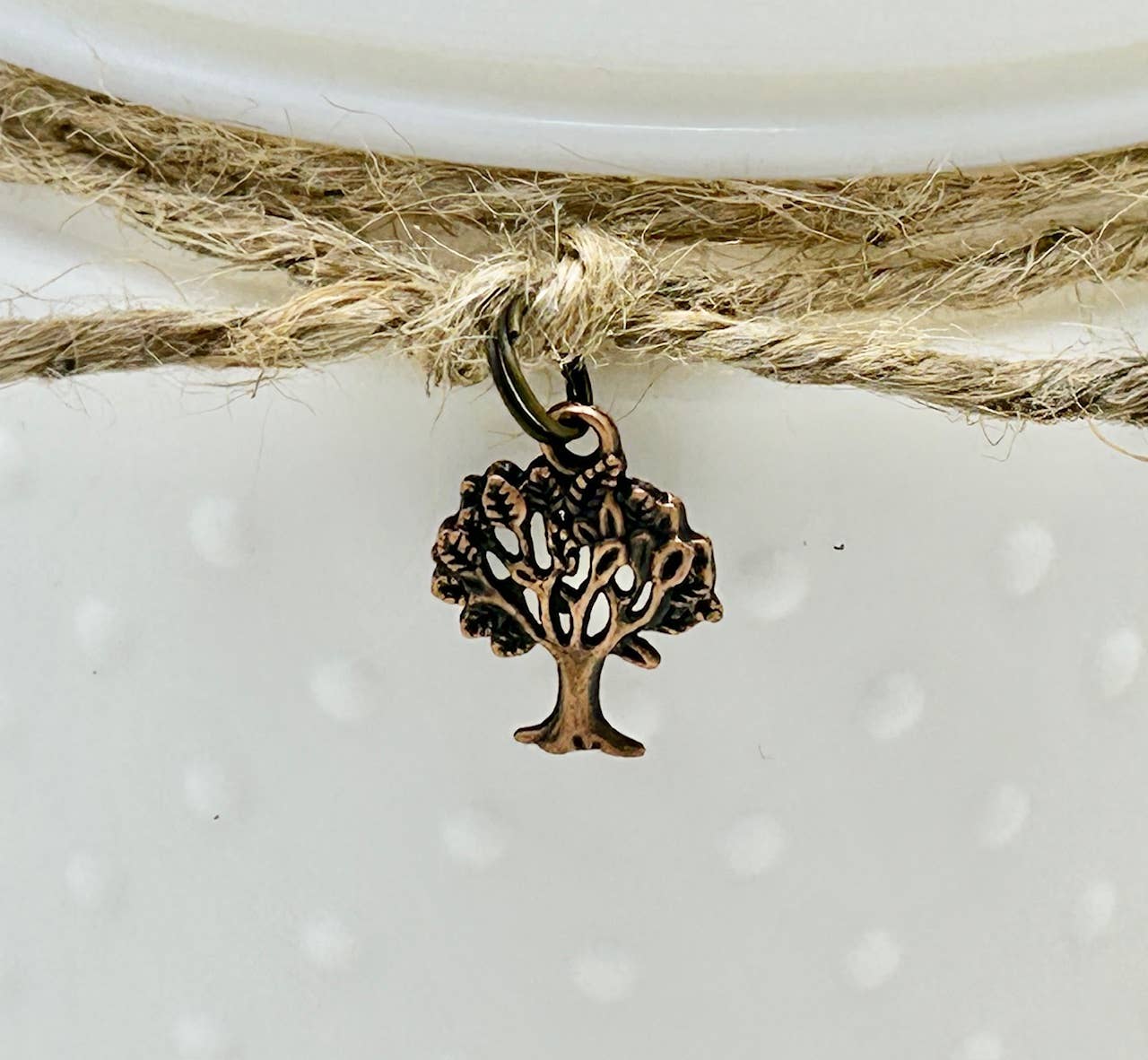 Vintage White Hobnail Candle With Tree Charm: English Currant & Rose