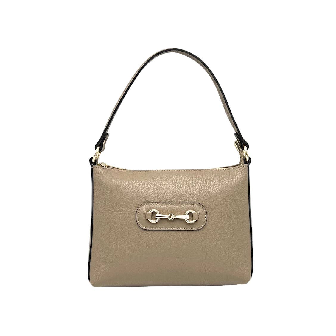 Genuine leather shoulder bag with crossbody strap, Made in Italy, art. 112660: Black