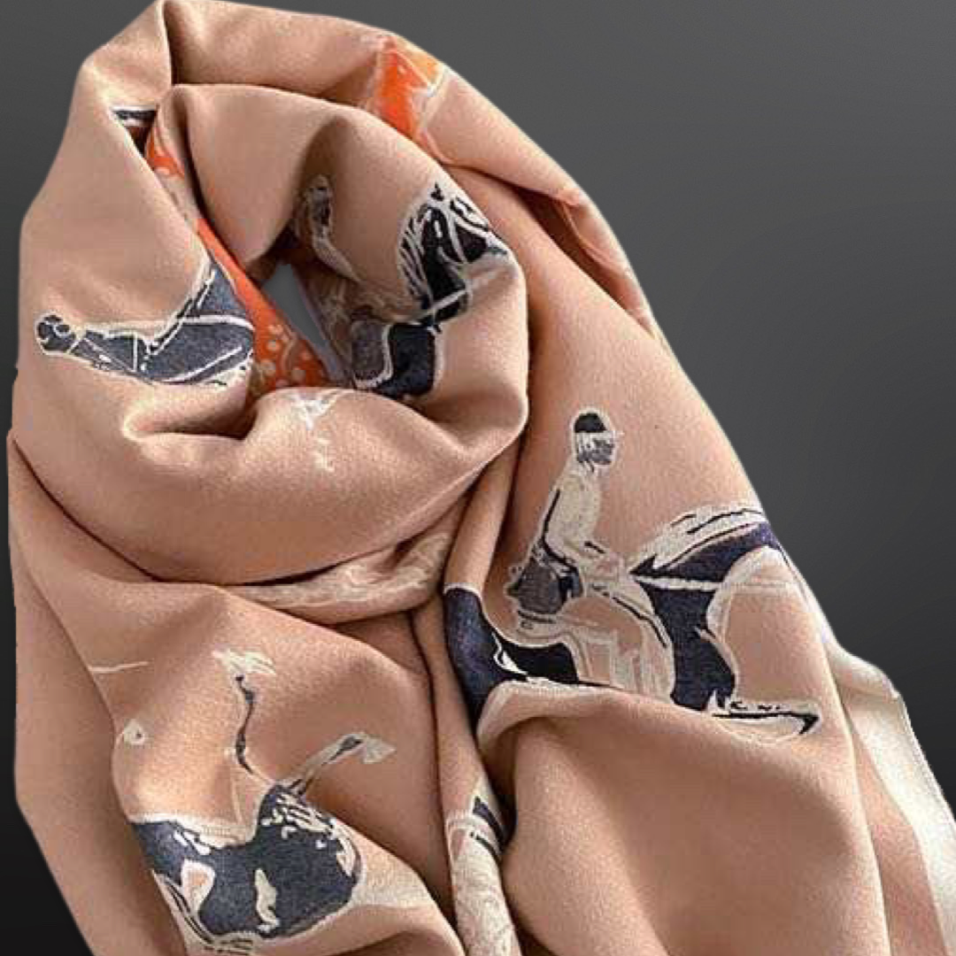 Fox Hunter Jumper English Side Saddle Equestrian Horse Scarf: Cream