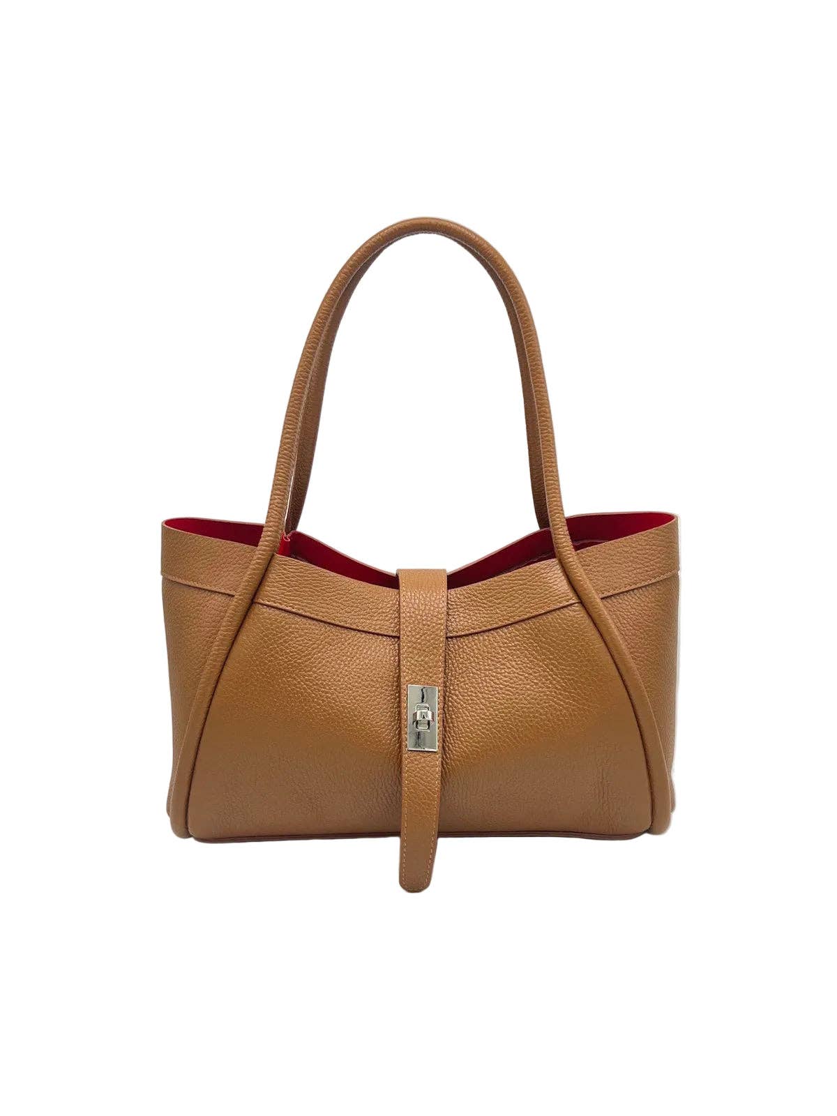 Women's Genuine Leather Handbag with Crossbody Strap, Made in Italy, art. 112724: Dark Blue