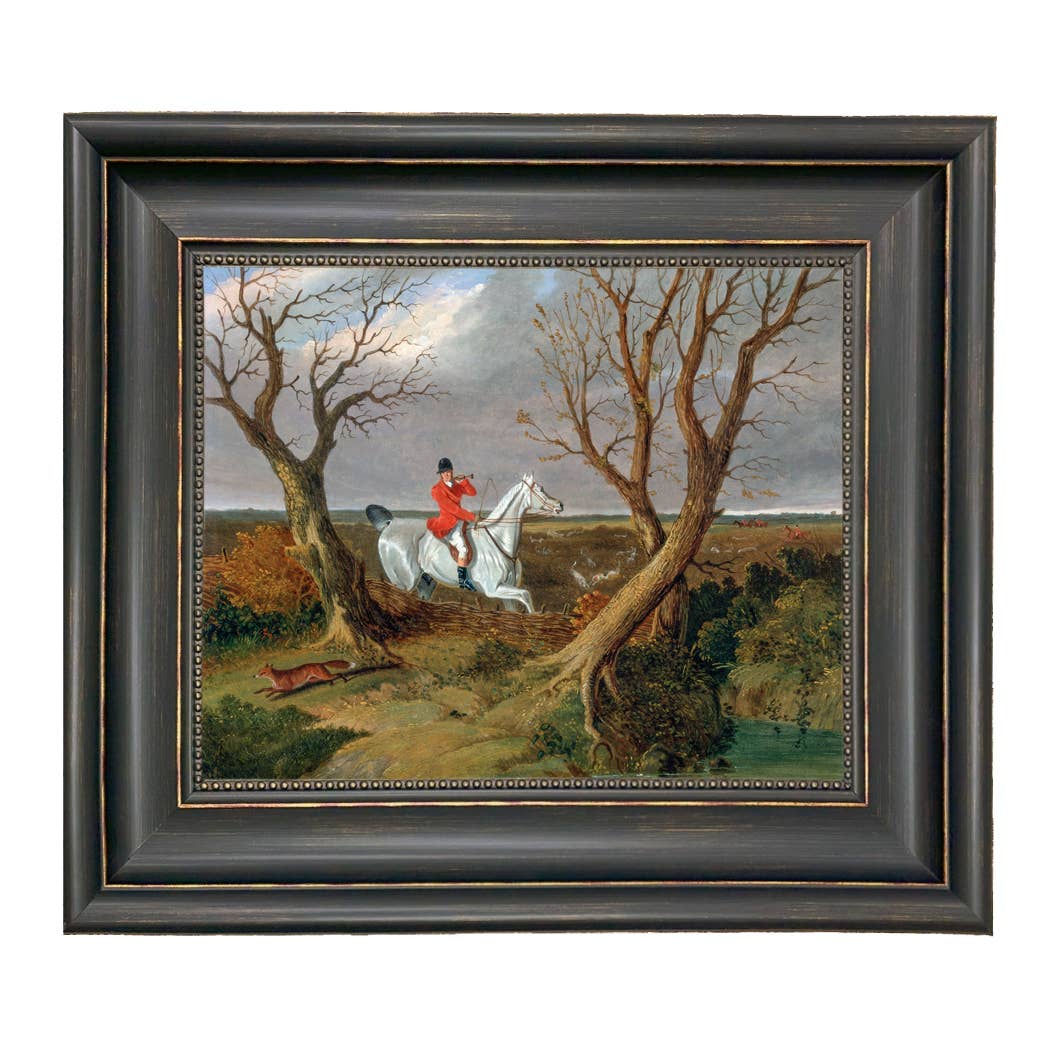 The Suffolk Hunt Vintage Painting Print on Canvas: Antiqued Black/Gold / 8" x 10"