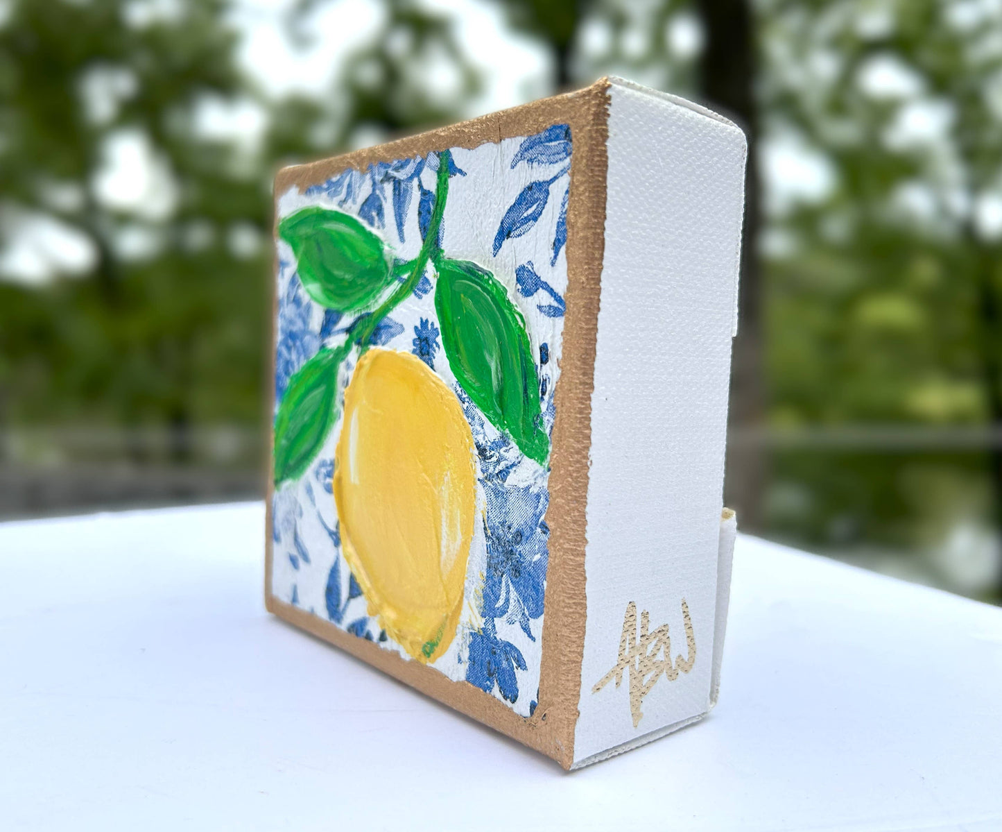 Chinoiserie Art Minis |  botanicals blue white bridal tea : Lemon