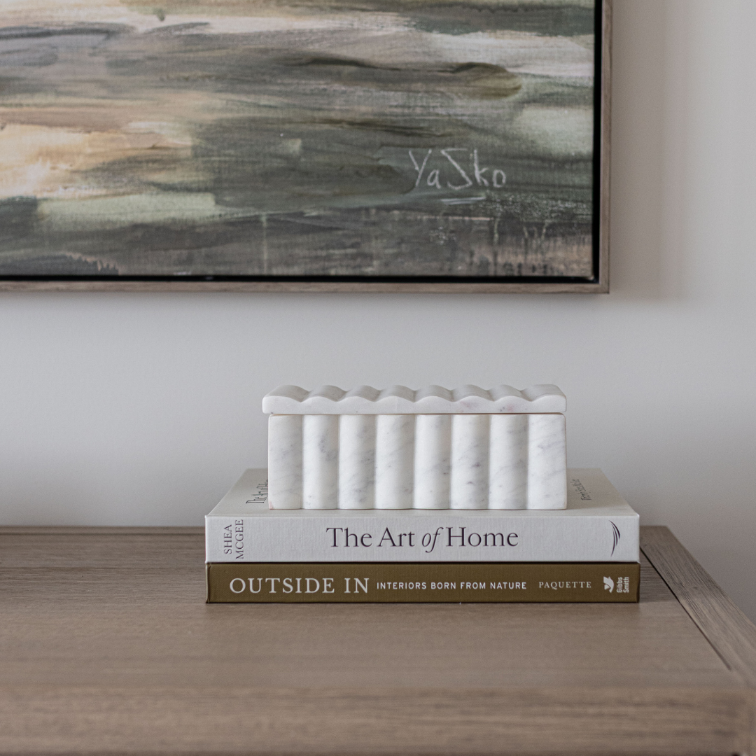Fluted Box Marble Scallop Design White
