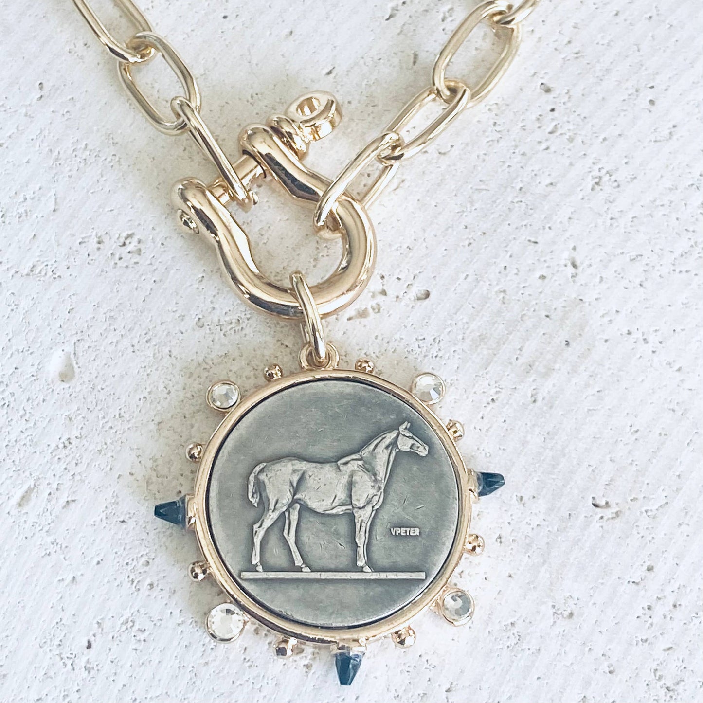 Horse Coin Shackle Necklace ~ Equestrian Derby  Jewelry 